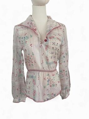 Sweet Baby Jane Floral Blouse White & Red Size 7